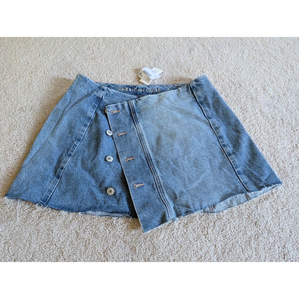 American Eagle Blue Denim Wrap Skirt Size 6 NWT